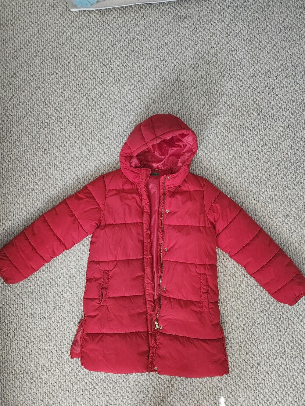 United Colors Of Benetton Girls' Hooded Red Puffer Coat